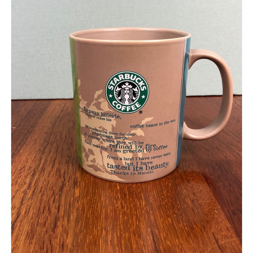 VTG Starbucks Origins Series Thanks To Manolo 18oz Mug Green Accent EUC - Picture 3 of 9